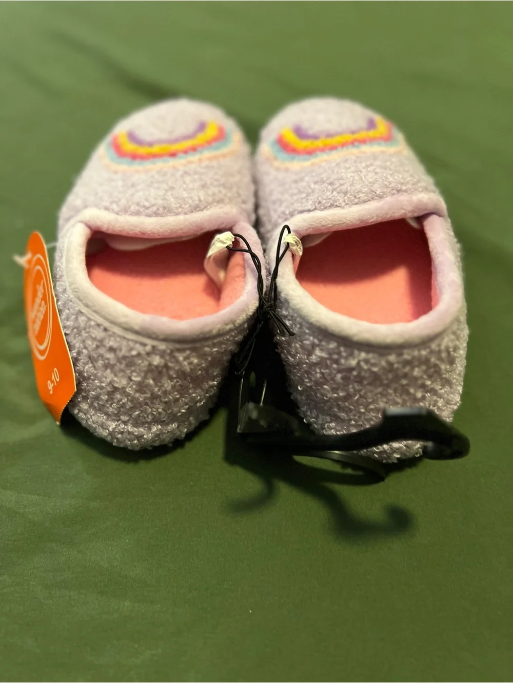 Wonder Nation Lavender Rainbow Kids' Slippers Size 9-10